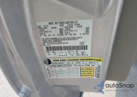 2010 Ford F-150 Fx2 Sport/Harley-Davidson/King Ranch/Lariat/Platinum/Xl/Xlt z USA, uszkodzony, nr VIN 1FTFW1CV2AFD56390